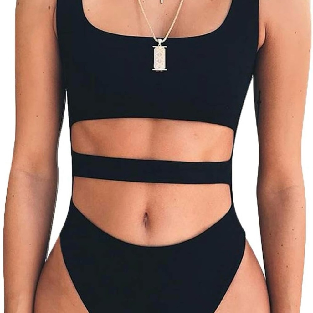 Black Women's Tank Top Cut-out Bodysuit Party Clubwear - Size M - NWOT